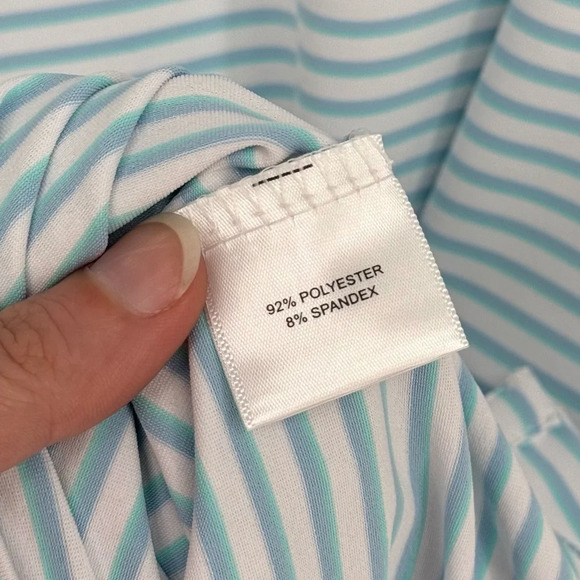 NWT Peter Millar Crown Crafted Performance Jersey Polo Shirt Turquoise Stripe XL - Picture 9 of 10